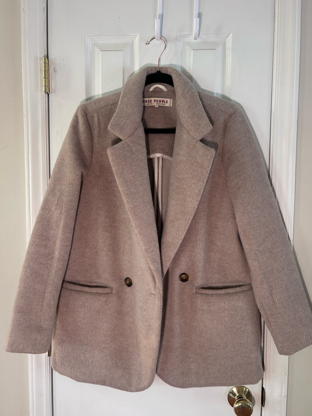 Free People Taupe Double-Breasted Blazer